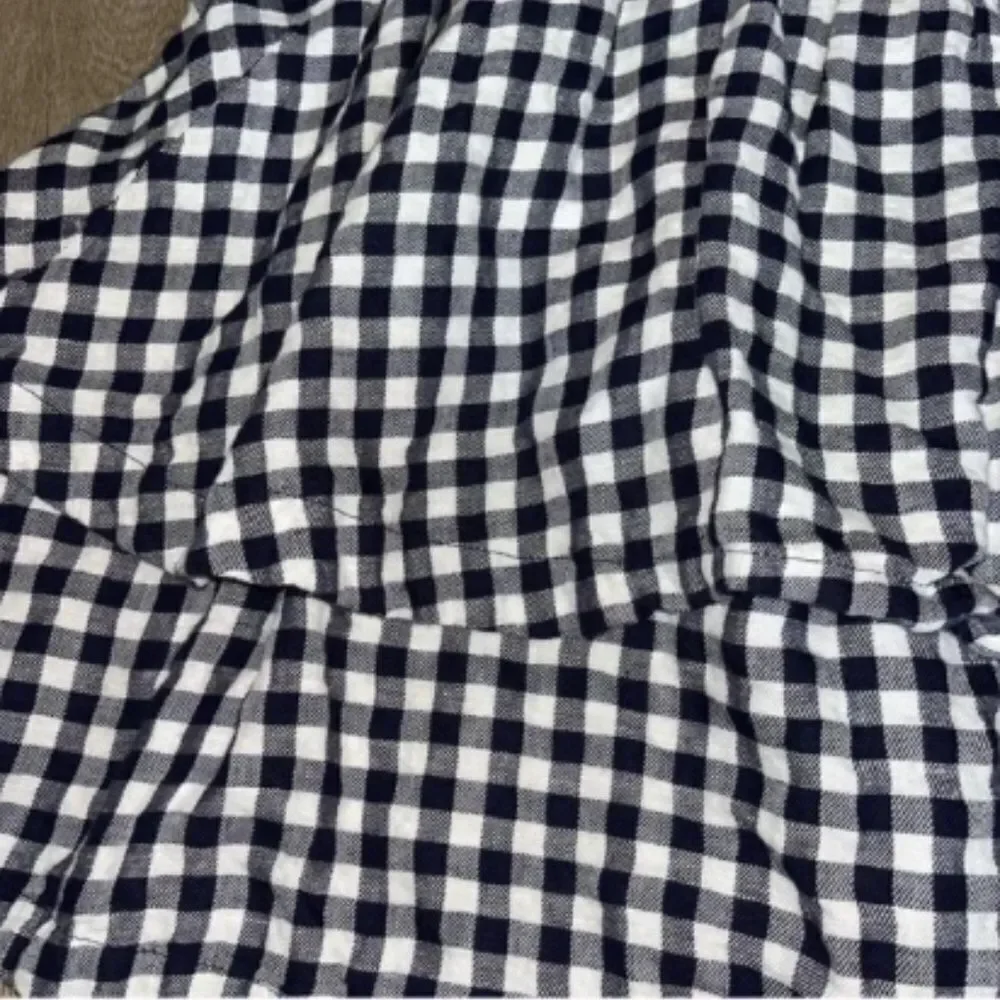 Madewell Navy Gingham Plaid Tiered Skirt